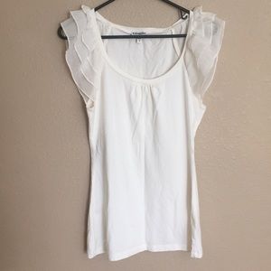 Express white blouse with ruffle sleeves
